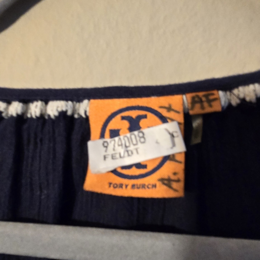 Tory Burch Navy Tunic with White Floral Embroidery - Picture 3 of 6